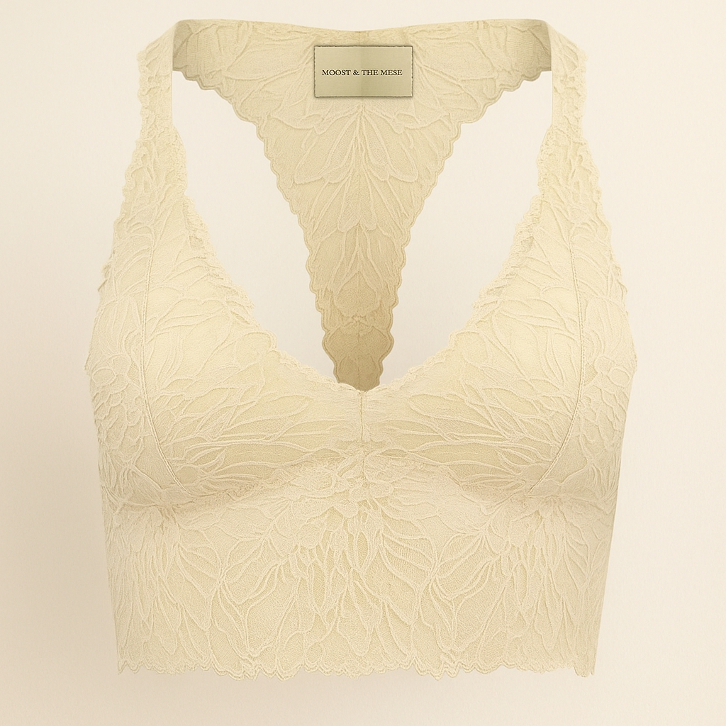 Women’s Lace Bralette in Light Beige | Soft Comfortable Bralette with Removable Cups