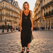 Women’s Maxi Summer Dress with V-Neck | Lightweight Elegant Dress for Warm Days & Evenings